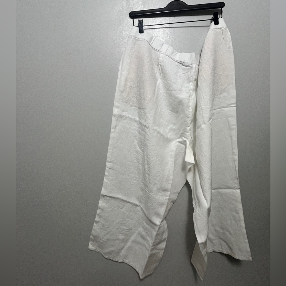 J. Jill Crisp White Linen Trousers